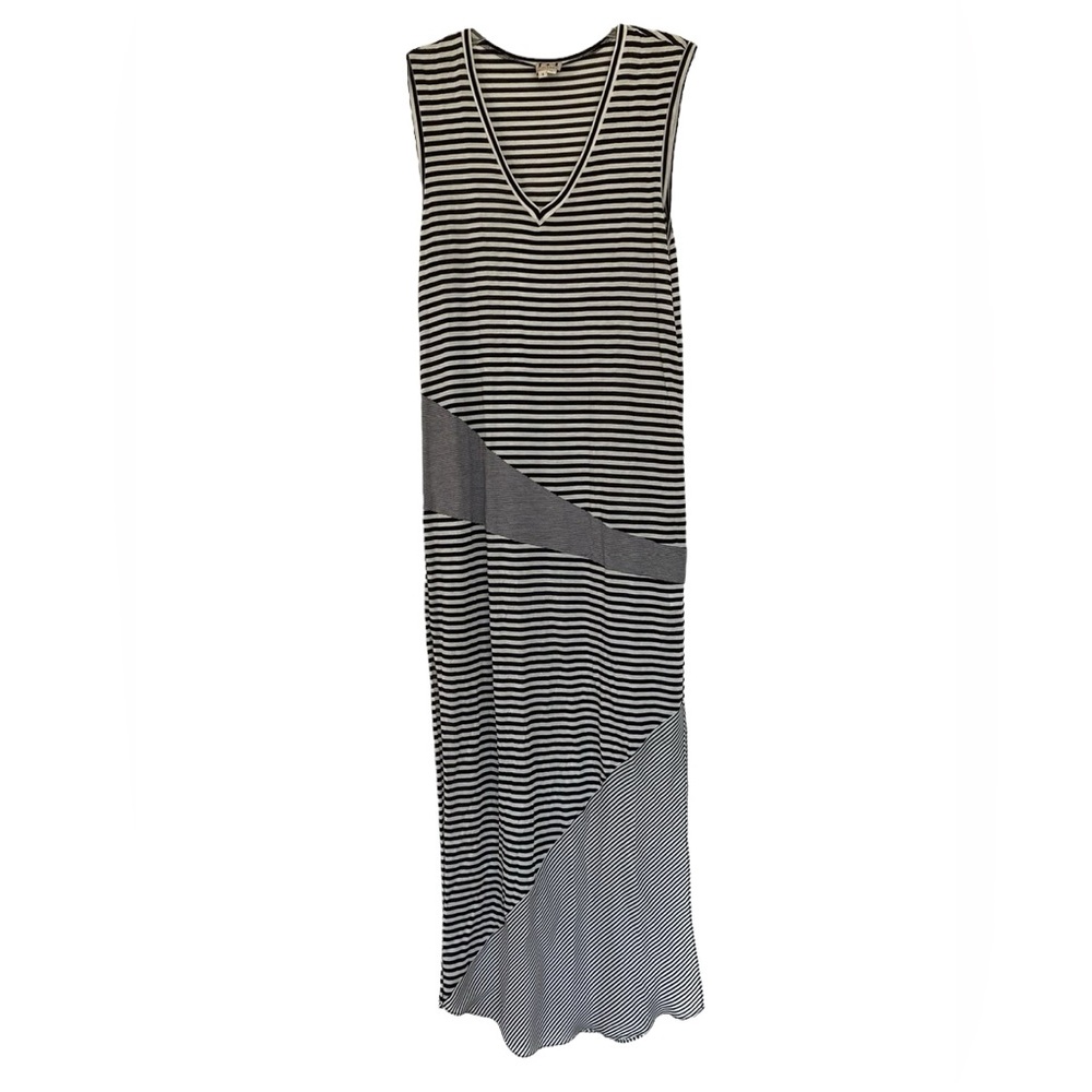 Haute Hippie Silk Modal Mixed Stripe Maxi Dress Black White Medium - Picture 2 of 11